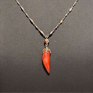 Sequin Jasper Pendant Gold Tone 34” Long Necklace NWT